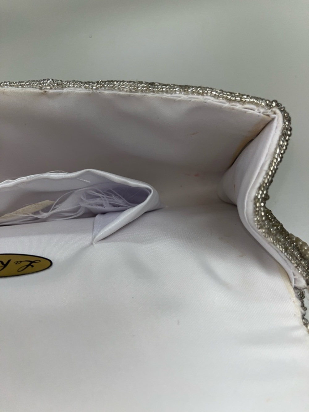 La Regale Silver Scallop Beaded Clutch / Shoulder Bag - Picture 16 of 16